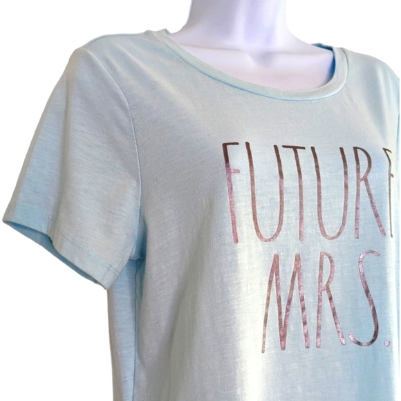 Rae Dunn Women's Future Mrs Short Sleeve T-Shirt Tiffany Blue Size M - Picture 3 of 10